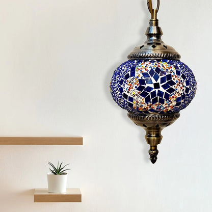 Turkish Moroccan Mosaic Hanging Ceiling Lamp E27 Decorative Glass Globe Fixture Romantic Restaurant Club Single Head Chandelier