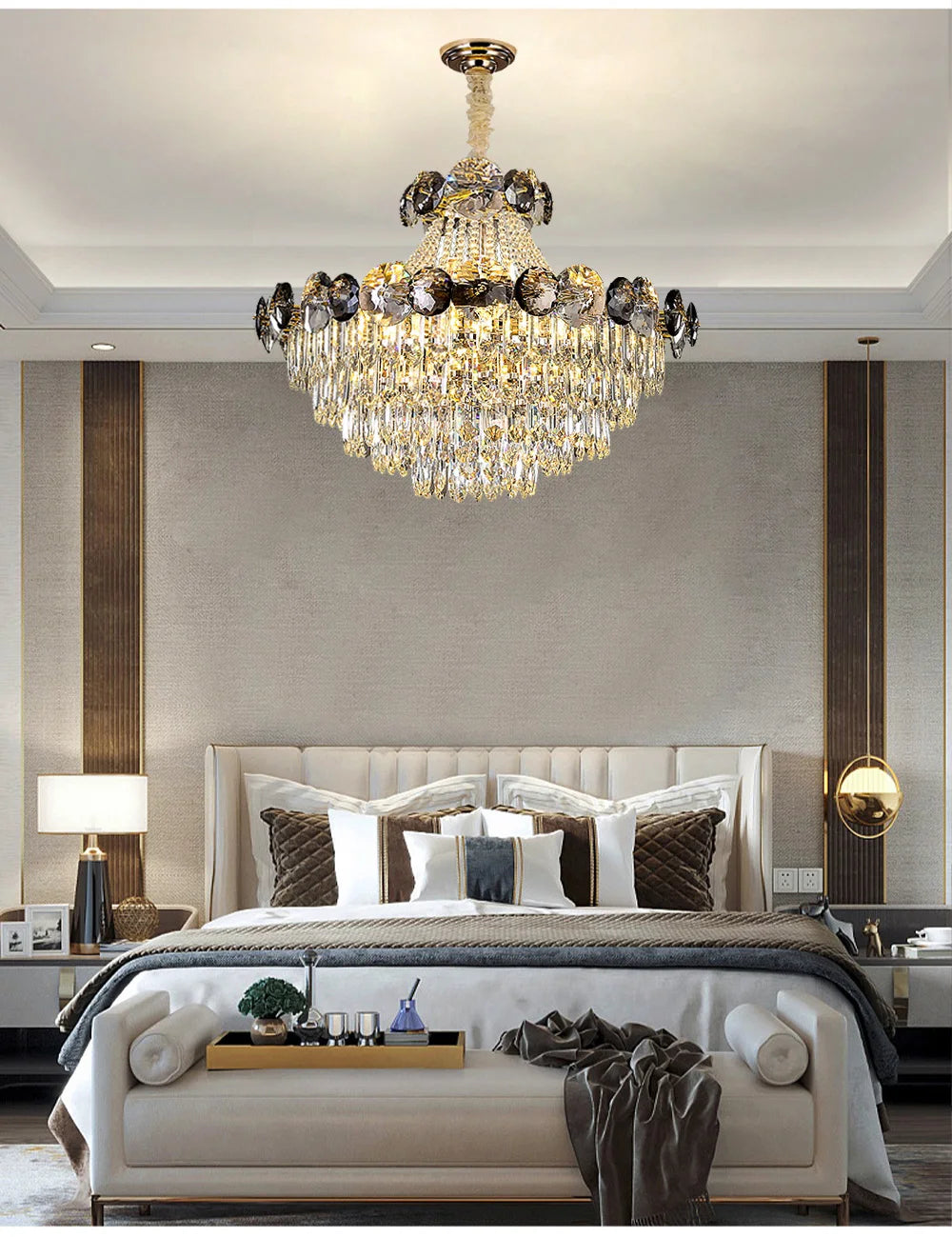 2024 Modern Large Luxury Living Room Chandeliers for Staircase Designer Crystal Pendant Lamps Home Decor Lighting Lustre Fixture
