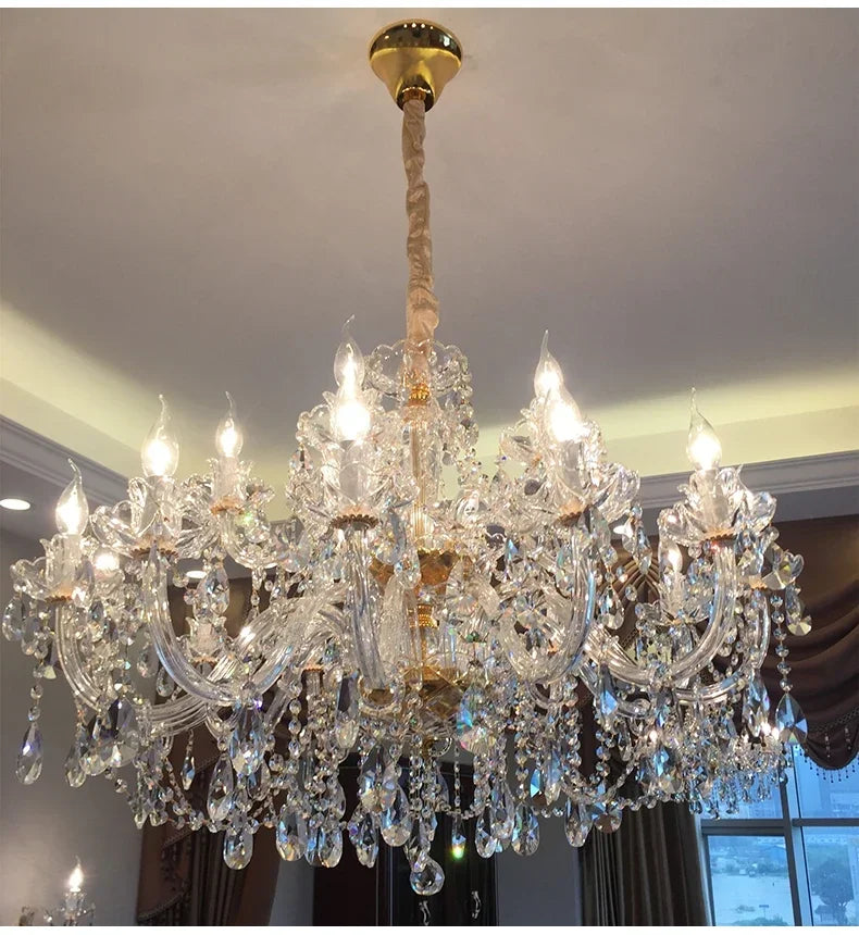 Luxury Home Crystal Chandeliers Villa Lighting for Living Room Decorate Ceiling Pendant Lamps Indoor Hanging Led Lights Fixture