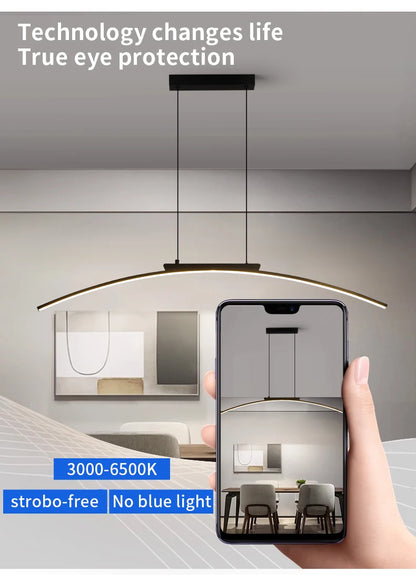 Pendant Light Nordic Chandelier Interior Décor Strip Curved Bridge LED Hanging Lamp Bedroom Living Room Home Lighting Fixtures