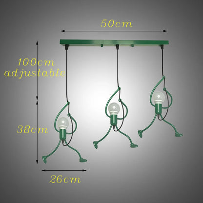Pendant Lights Nordic Little Iron Man Hanging Lamp Retro Loft Lighting for Children's Room Kitchen Restaurant Coffee Bar Home
