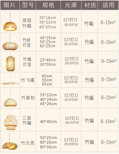 Bamboo Lantern Bamboo Woven Chandelier Chinese Restaurant Tea Room Chandelier Japanese Restaurant Straw Hat Rattan Woven Chandel