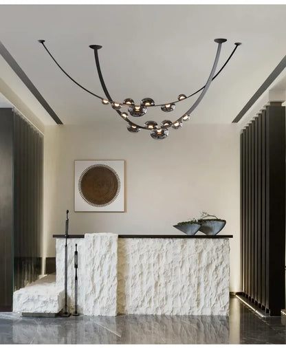 Modern Minimalist Restaurant Gray Decorative Chandelier Nordic Art Designer Villa Duplex Suspended Living Room Staircase Chandel