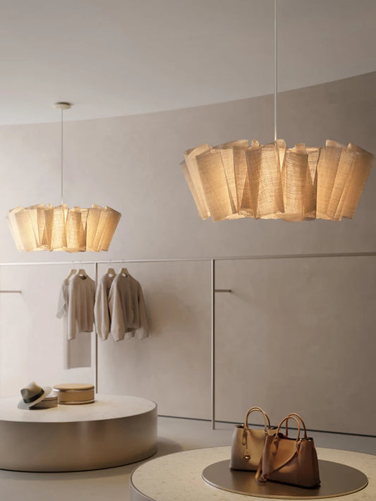 Handmade fabric LED chandelier Japanese retro study bar homestay living room fabric lighting