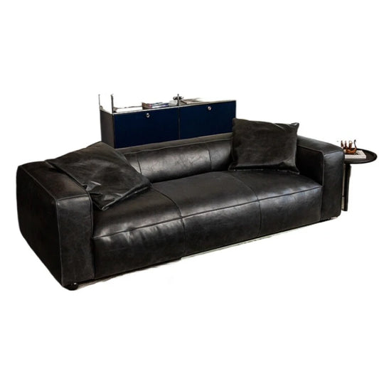 Retro all leather wabi sabi antique sofa Italian living room simple