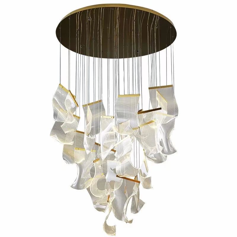 Light Guide LED Modern Chandelier living room decor lighting Duplex Rotating Stairs Pendant Lamp Dining room Hanging Lights