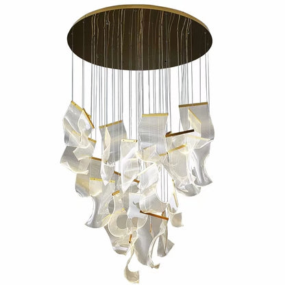 Light Guide LED Modern Chandelier living room decor lighting Duplex Rotating Stairs Pendant Lamp Dining room Hanging Lights