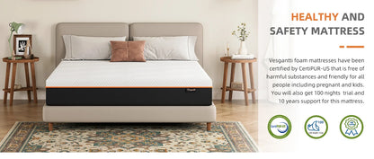 Vesgantti 16CM Gel Memory Foam Single Mattress for Cool Sleep & Pressure Relief - Medium