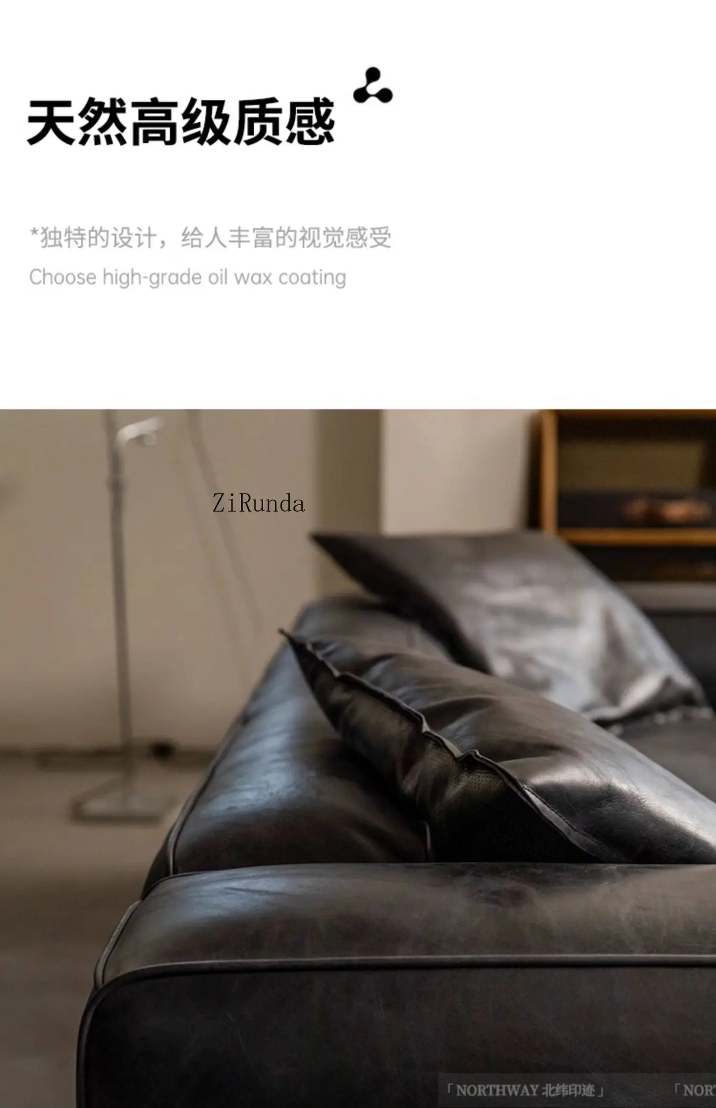 Retro all leather wabi sabi antique sofa Italian living room simple