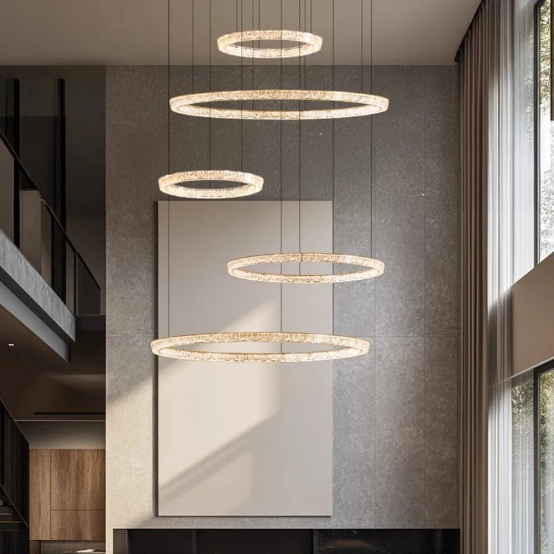 Modern ring stairs led lights pendant light lamps for living room led Chandeliers for dining room hanging light indoor lighting