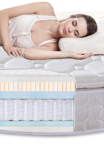 Double Spring Round Mattresses Folding Hard Foldable Queen Round Mattress King Size Sleeping Colchon Plegable Bedroom Furniture