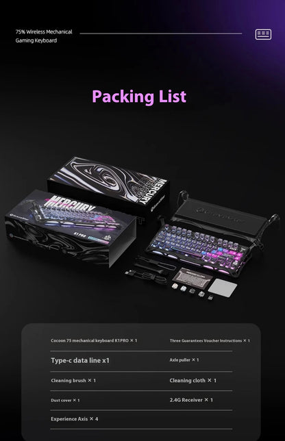 GravaStar 75k1pro Esports Gaming Mechanical Keyboard 79 Key Cyberpunk Theme Aluminum Alloy Keyboard Tablet Laptop Office Gaming