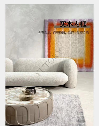 Italian minimalist double three-person small apartment living room sofa lambswool fabric leisure sofa