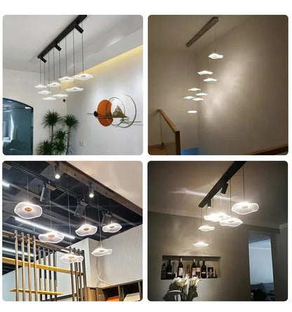 LED Restaurant Chandelier Hanging Pendant Light for Company Hotel Front Desk Lighting Spotlight Lotus Leaf Dining Table Fixtures