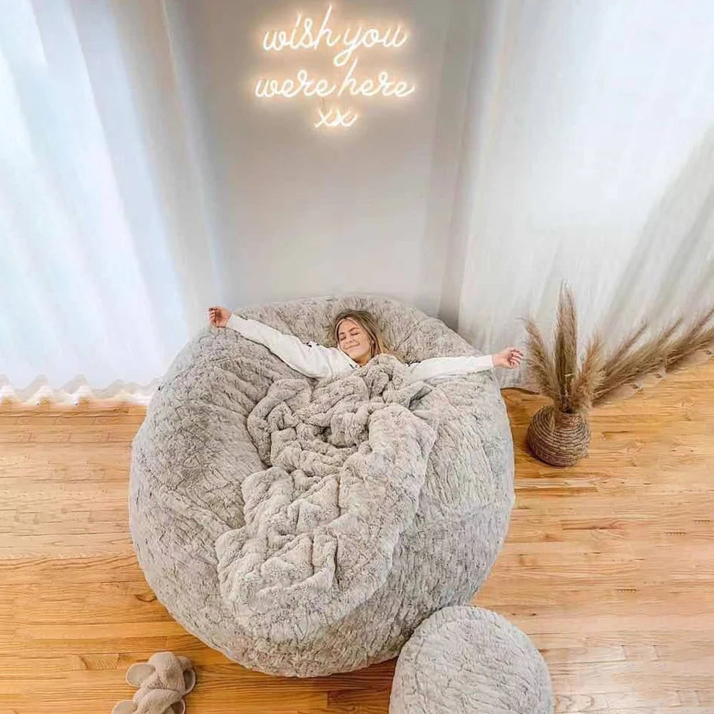 Soft Warm 180*90cm Fur Giant Removable Washable Bean Bag Bed Cover Comfortable Living Room Furniture Lazy Sofa Coat