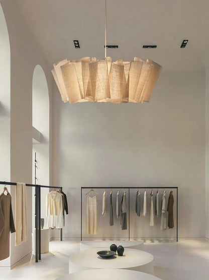 Handmade fabric LED chandelier Japanese retro study bar homestay living room fabric lighting