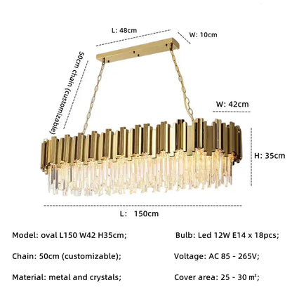 Light luxury golden luxury chandelier interior lighting hotel living room ceiling Led glossy lighting fixture crystal chandelier