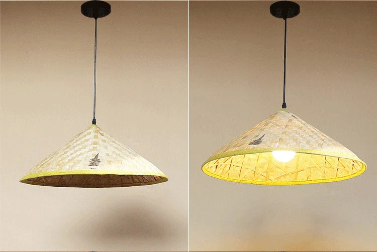 Bamboo Lantern Bamboo Woven Chandelier Chinese Restaurant Tea Room Chandelier Japanese Restaurant Straw Hat Rattan Woven Chandel