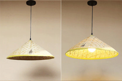 Bamboo Lantern Bamboo Woven Chandelier Chinese Restaurant Tea Room Chandelier Japanese Restaurant Straw Hat Rattan Woven Chandel