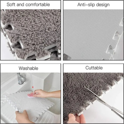EVA Crawling Mat Stitching Suede Floor Mat Baby Play Mat Home Fashion Living Room Bedroom Puzzle Foam Carpet 30*30*1x1.0cm