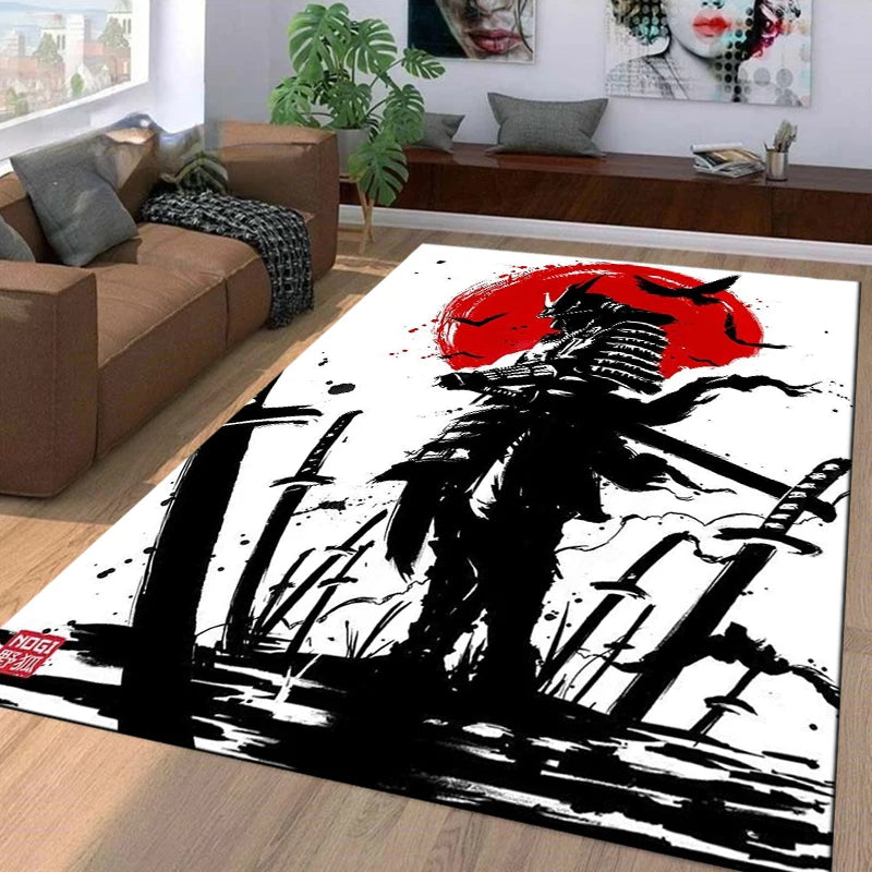 15 Size Samurai Spirits Pattern Rug Carpet for Living Room Bathroom Mat Creative Doormat Carpet for Bedroom Home Decor Play Mat