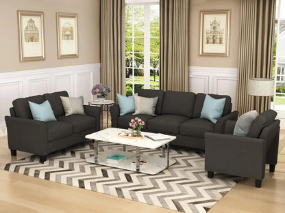 Sectional Sofa Sets, Modern Polyester Blend Sectional Couch Set with Sofa, Loveseat and Armchair, Living Room Furniture Sets