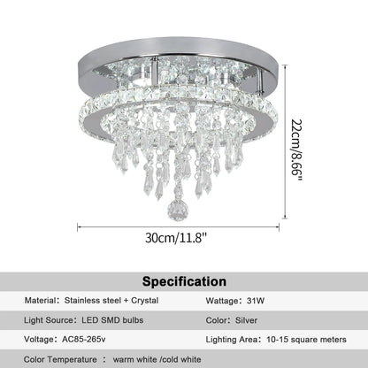 Luxury Crystal Modern LED Ceiling Chandelier Light Remote Dimming Round Ceiling Lamp for Home  Decoration Indoor Hanging Lamps