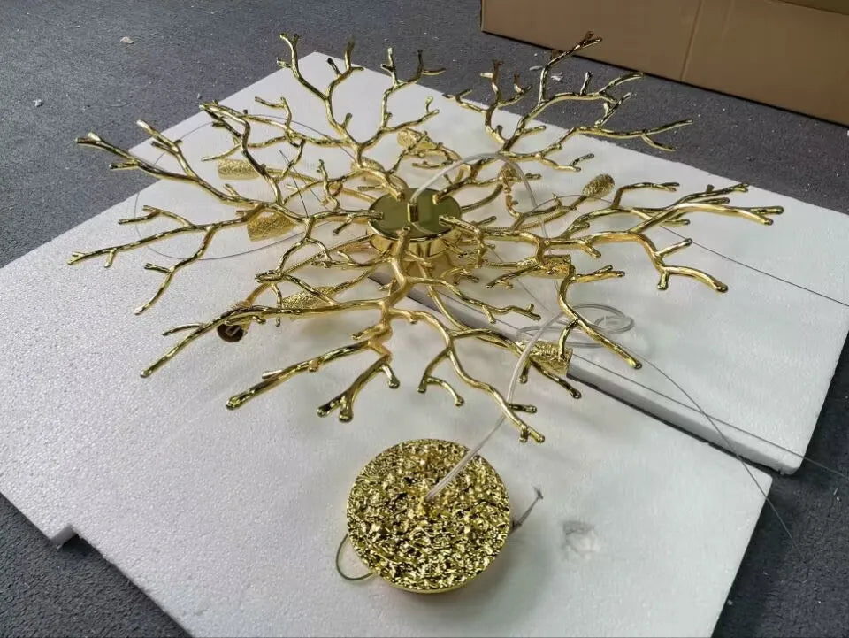 Round Gold Crystal Chandelier For Bedroom Living Room Dining Room Lounge Modern Luxury Gold Ceiling Crystal Branch Chandeliers