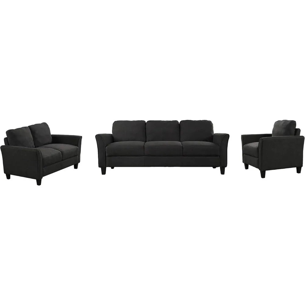 Sectional Sofa Sets, Modern Polyester Blend Sectional Couch Set with Sofa, Loveseat and Armchair, Living Room Furniture Sets