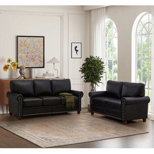 Living Room PU Leather Sofa with Storage Sofa 2+3 Sectional Burgundy Faux Leather Sofa Set For Home Office