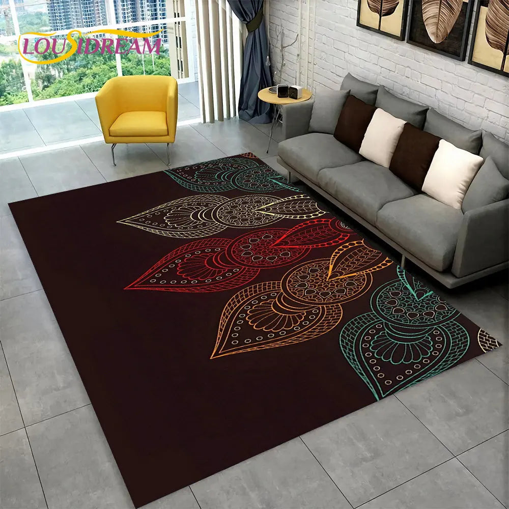 Bohemia Mandala Geometric Area Rug,Carpet Rug for Home Living Room Bedroom Sofa Doormat Kitchen Decor,Kid Non-slip Floor Mats