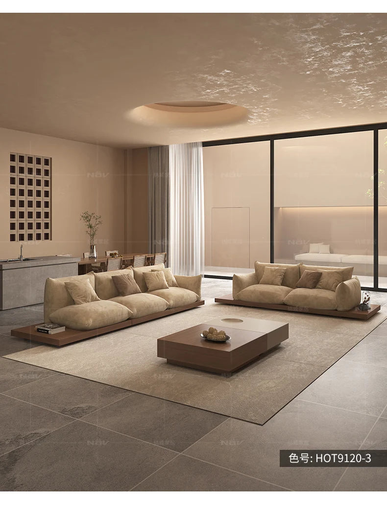 Japanese-style log wabi-sabi wind platform bread fabric sofa living room minimalist creative furniture
