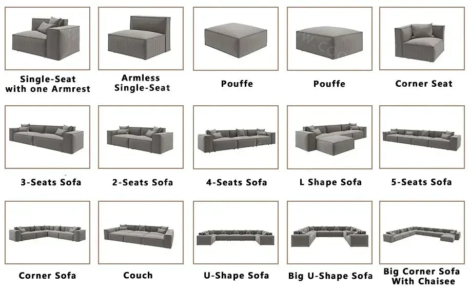 Modern KD Assembly Corner Sofa Modular Couch Fabric Gray Living Room Furniture Sectional Sofa Set sofa set living room furniture