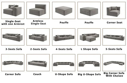 Modern KD Assembly Corner Sofa Modular Couch Fabric Gray Living Room Furniture Sectional Sofa Set sofa set living room furniture