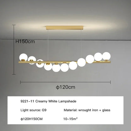 Modern Led Long Ceiling Chandelier Suspension Glass Balls Dining Table Room Kitchen Home Decor Hanging Lamp Front Desk Lights