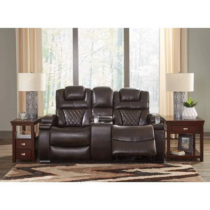 Warnerton Faux Leather Power Reclining Sofa with Adjustable Headrest living room furniture