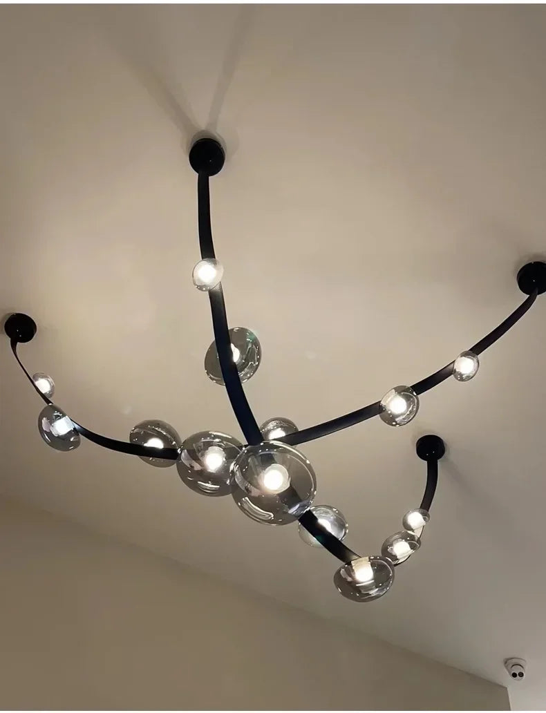 Modern Minimalist Restaurant Gray Decorative Chandelier Nordic Art Designer Villa Duplex Suspended Living Room Staircase Chandel