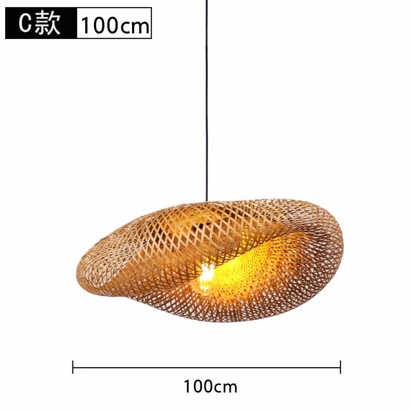 Bamboo Lantern Bamboo Woven Chandelier Chinese Restaurant Tea Room Chandelier Japanese Restaurant Straw Hat Rattan Woven Chandel