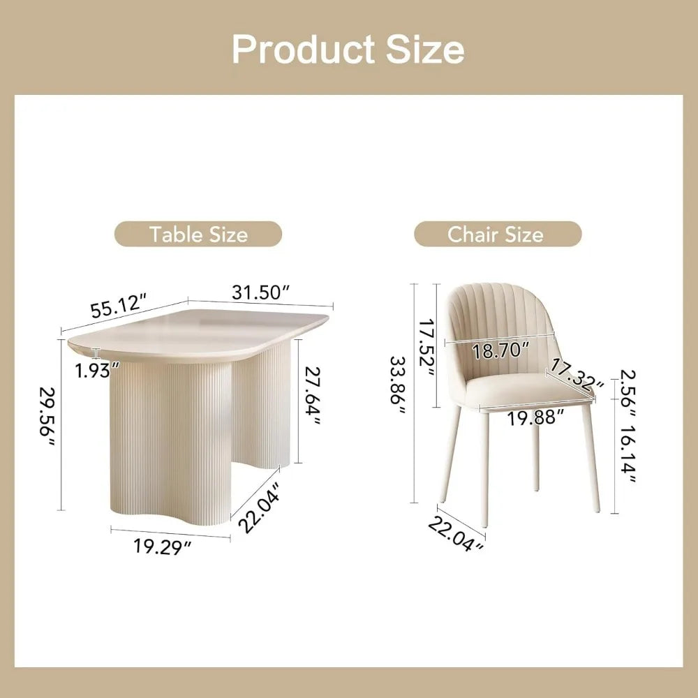 Dining Table Set for 4, 55" Oval Dining Room Table and Chairs Set 4C Baking Paint Technology, Dining Tables with 4 Chairs