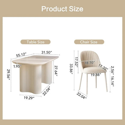Dining Table Set for 4, 55" Oval Dining Room Table and Chairs Set 4C Baking Paint Technology, Dining Tables with 4 Chairs