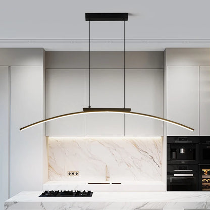 Pendant Light Nordic Chandelier Interior Décor Strip Curved Bridge LED Hanging Lamp Bedroom Living Room Home Lighting Fixtures