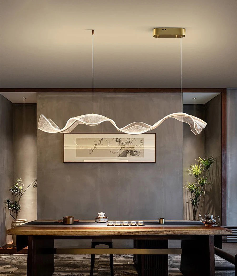 Chinese style light luxury dining room chandelier personalized creative long bar lamp new Chinese tea room lamps and lanterns