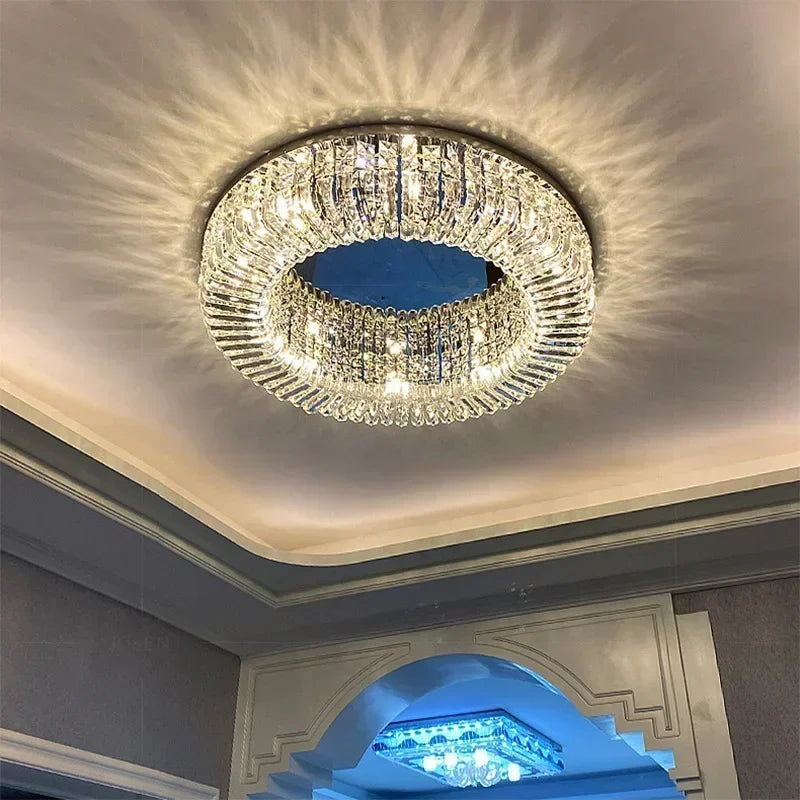 Luxury Modern Minimalist Crystal Glass Round Ceiling Chandelier for  Living Room Bedroom Study Led Indoor Lighting Decor