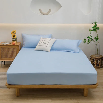 Solid Color Fitted Sheet with 2 Pillowcase Hotel Luxury Deep Pocket Sheet Soft Microfiber Breathable & Comfy Bed Sheet Set, Twin
