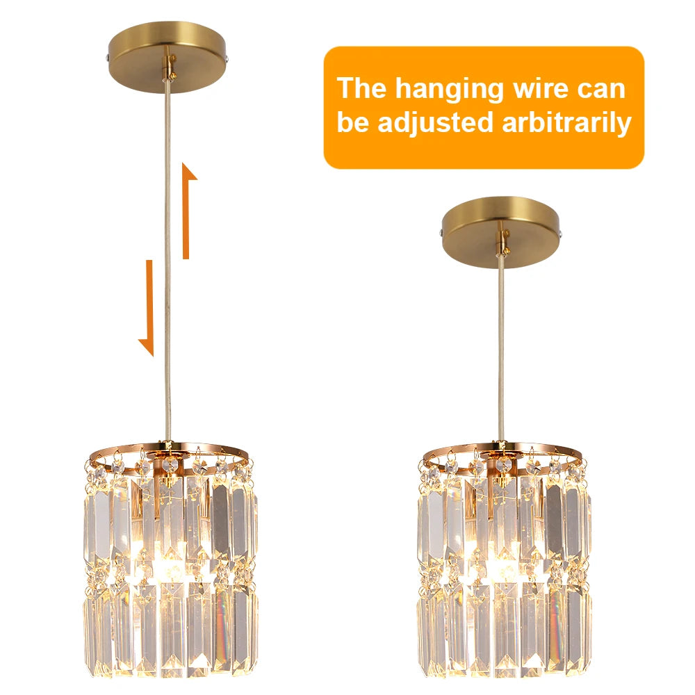 Nordic Copper LED Pendant Light Luxury Crystal Ceiling Lamps Modern Chandelier Lustre Dining Table Bar Kitchen Island Fixtures