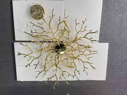 Round Gold Crystal Chandelier For Bedroom Living Room Dining Room Lounge Modern Luxury Gold Ceiling Crystal Branch Chandeliers