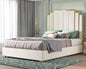 bedstead King Size and 65" Headboard, Upholstered Bed with Golden Plating Trim, Platform Bed No Box Spring Needed,bedstead