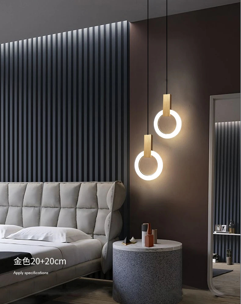 Nordic bedside circular small chandelier, modern and minimalist restaurant chandelier, fashionable bar and study light