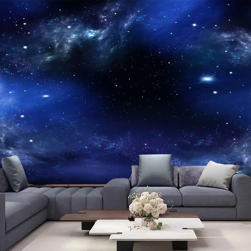 Mysterious Universe Space Starry Sky Blue Star Art Tapestry Wall Hanging Psychedelic Tapestry for Bedroom Living Room Decoration