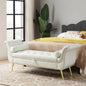 PU Leather Storage Benches End of Bed Vintage Flared Rolled Armed Bedroom Ottoman Bench Button Tufted Entryway Window